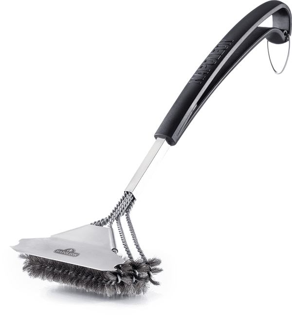 TRIPLE-ROW GRILL BRUSH with Stainless Steel Bristles